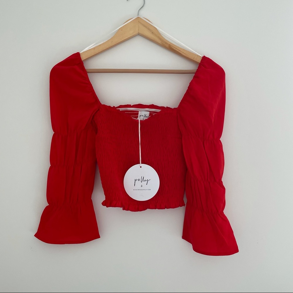 Princess polly red cropped 3/4 sleeve
